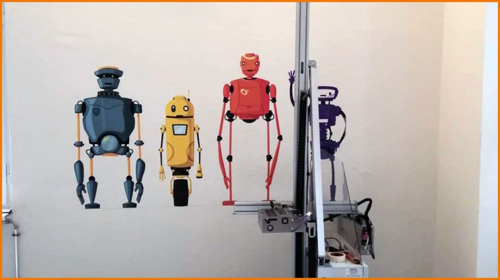 roboty wydrukowane na ścianie drukarka wallPen E1plus