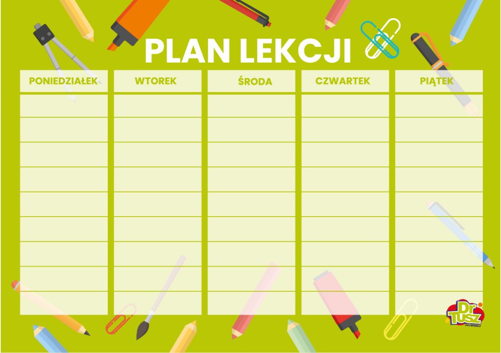 plan lekcji do wydrukowania