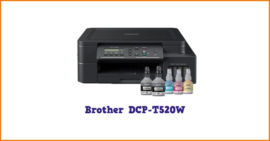 Zdjęcie poglądowe opisywanego urządzenia wielofunkcyjnego atramentowego, drukującego w kolorze Brother DCP-T520W