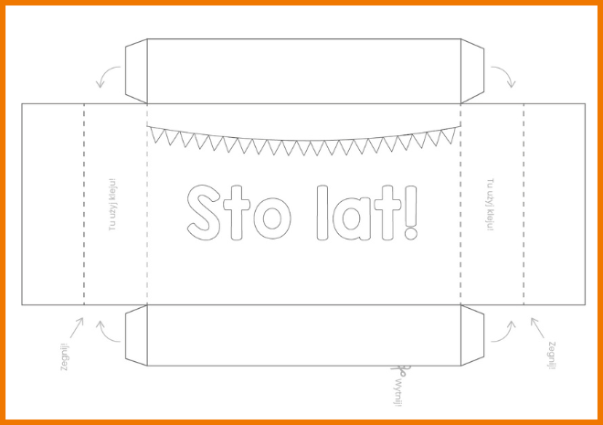 Szablon pudełka urodzinowego do pokolorowania