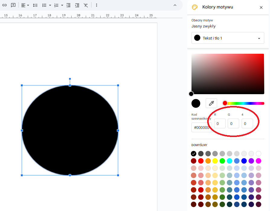 Czarny kolor w Power Point.