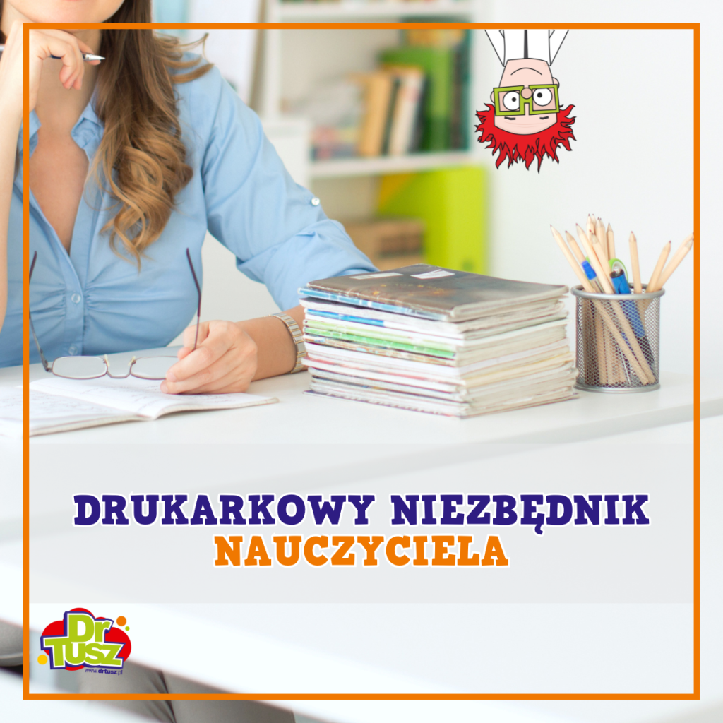 Nauczyciel z zeszytami i Rudy.