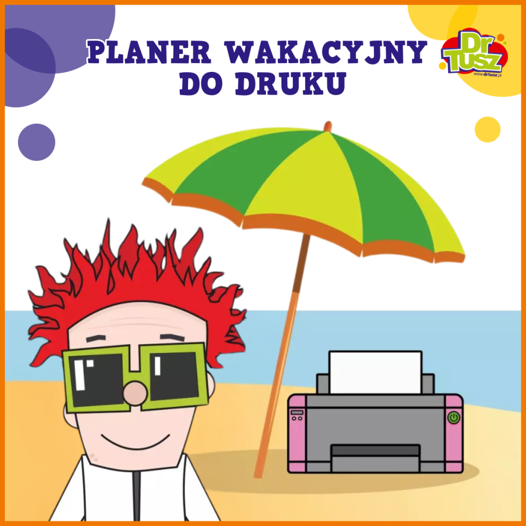 Rudy i drukarka na plaży.