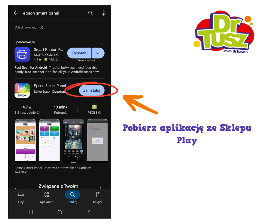 Instalowanie aplikacji Epson Smart Panel