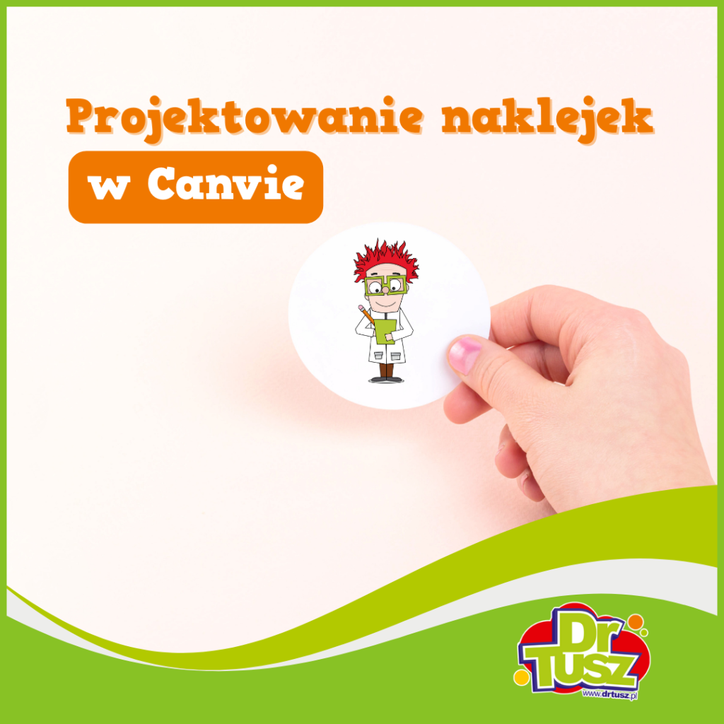 Okrągła naklejka z DrTuszem