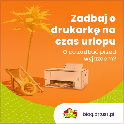 Drukarka w czasie urlopu pod palmą - obrazek humorystyczny